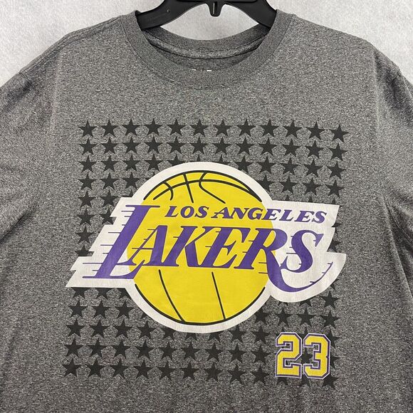 NBA Los Angeles Lakers T Shirt Mens Large Gray Lebron James #23 Jersey Tee - Picture 4 of 13